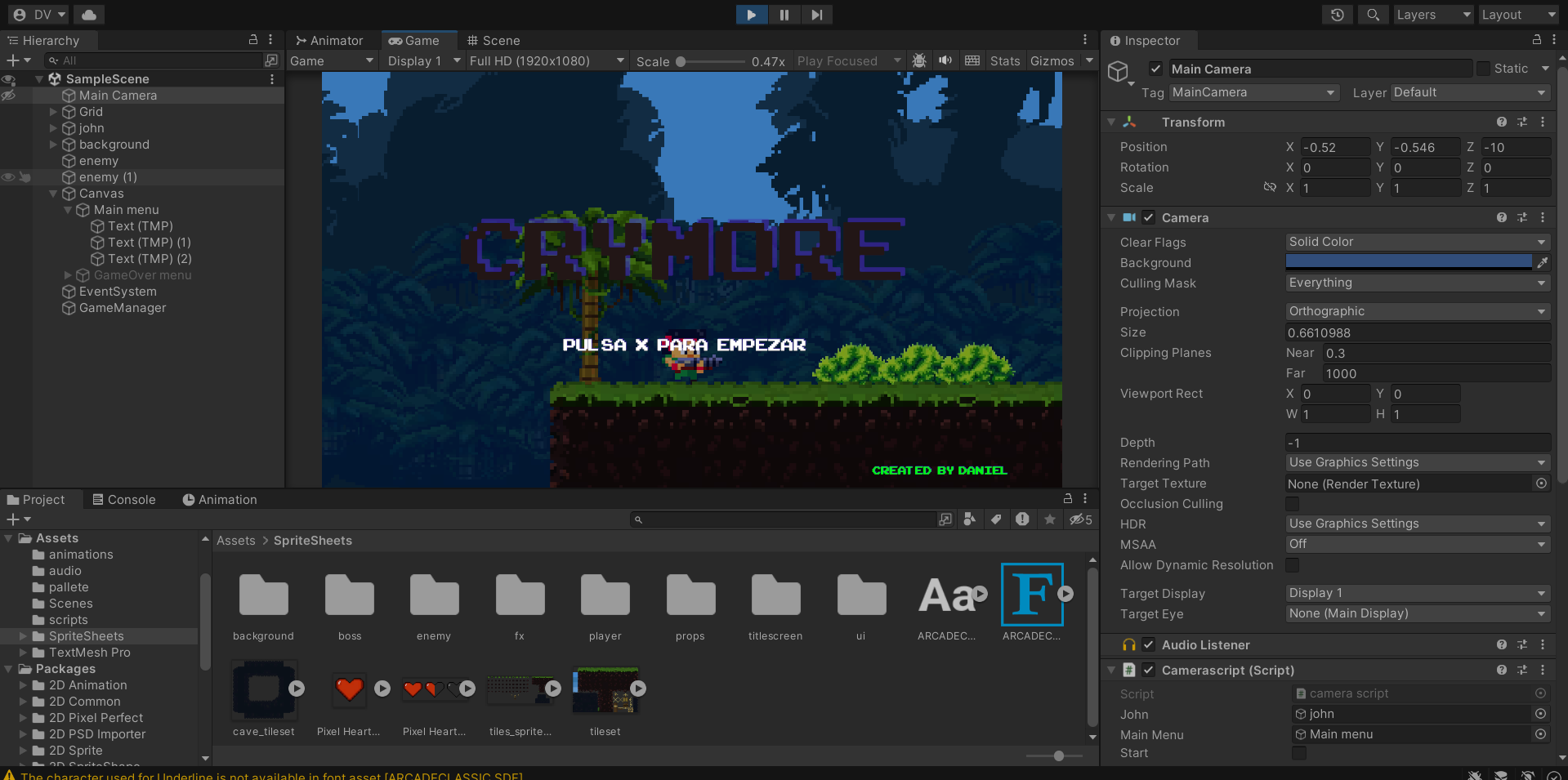 Organización de sprites